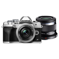 OLYMPUS 奥林巴斯 OM-D E-M10 Mark IV M4/3画幅 微单相机 银色 14-42mm F3.5 变焦镜头+45mm F1.8 定焦镜头 双头套机
