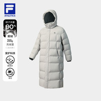 斐乐90鹅绒高蓬740+FILA长款羽绒服女2025冬滑雪保暖防寒服 朦胧灰棕-BG 175/96A/L