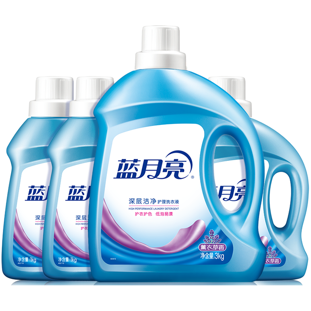 今日必买：蓝月亮 深层洁净洗衣液 3kg*1瓶+1kg*3瓶 薰衣草香