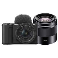  SONY/索尼 滤镜直出 微单相机套装+16-50mm标准镜头+50F1.8定焦镜头  双头套机 16-50mm,50mm 黑色 F1.8