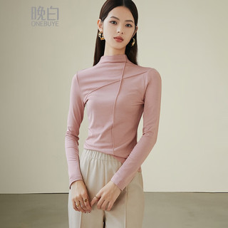 晚白【新品】2025秋款气质减龄显瘦内搭上衣高弹立领设计感打底衫女 粉色 2XL