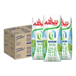 安佳 脱脂 高钙纯牛奶 250ml*24盒 新西兰原装进口草饲