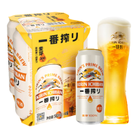 麒麟 一番榨黄啤酒500ml*4听 清爽口感京东自营送礼