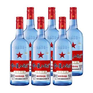 红星 二锅头酒 绵柔8纯粮 蓝瓶 53%vol 清香型白酒750ml*6瓶