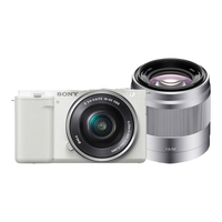  SONY/索尼 半画幅 微单数码相机套装+标准镜头+50F1.8定焦大光圈镜头  双头套机 16-50mm,50mm 白色 F1.8