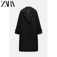 ZARA2024秋冬 女装 软质宽松休闲翻领长袖大衣外套 3046299 黑色 S (165/84A)
