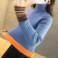 加绒毛衣女秋冬套头外穿加厚2025半高领针织保暖衣内搭打底衫 S