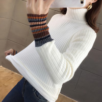 加绒毛衣女秋冬套头外穿加厚2025半高领针织保暖衣内搭打底衫 S