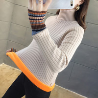 加绒毛衣女秋冬套头外穿加厚2025半高领针织保暖衣内搭打底衫 XL