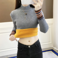 加绒毛衣女秋冬套头外穿加厚2025半高领针织保暖衣内搭打底衫 XL