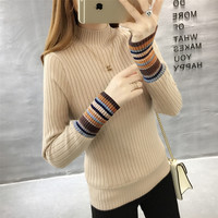 加绒毛衣女秋冬套头外穿加厚2025半高领针织保暖衣内搭打底衫 XL