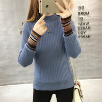 加绒毛衣女秋冬套头外穿加厚2025半高领针织保暖衣内搭打底衫 L