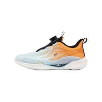 特步（XTEP）童鞋【氢风5.0】儿童跑鞋男女童防滑缓震旋钮扣飞弹科技跑步鞋 云水蓝/橙黄色 27码