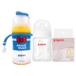 贝亲 新生儿奶瓶男宝套装 玻璃160ml+ppsu240ml经典唐老鸭 适用0-6个月