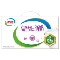 伊利 高钙低脂奶24盒/箱 营养早餐搭档 脂肪减半早餐伴侣6月产 250ml*24盒/箱