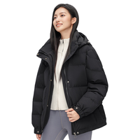 鸭鸭2025冬季连帽女款时尚百搭保暖宽松户外防寒韩版短款潮牌百搭外套