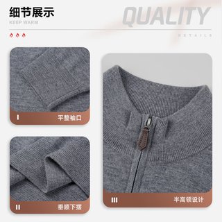 才子（TRIES）商务男士半高领羊毛衫秋冬纯色毛衣男100%纯羊毛轻奢保暖针织衫 灰色 3XL 54 185/100A
