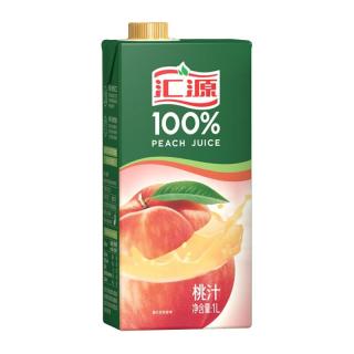 PLUS会员：汇源 100%桃汁果汁饮料1Lx5盒礼盒送礼宴请餐桌果蔬汁饮料聚餐畅享