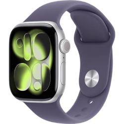 Apple Watch Series 11 智能手表 GPS+蜂窝版 42mm 银色铝金属表壳 雾紫色运动型表带 S/M
