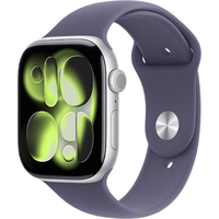 Apple Watch Series 11 智能手表 GPS+蜂窝版 46mm 银色铝金属表壳 雾紫色运动型表带 M/L