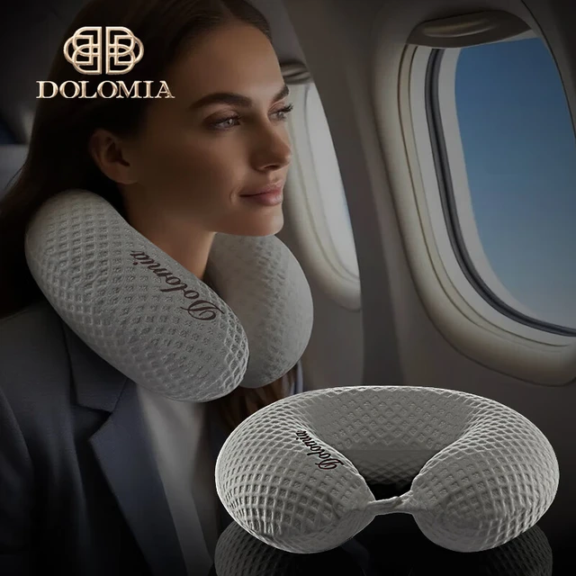 DoloMiA便携U型枕头护颈枕国际航班睡觉记忆棉高铁车载旅游航空枕 U型枕- 皇家白