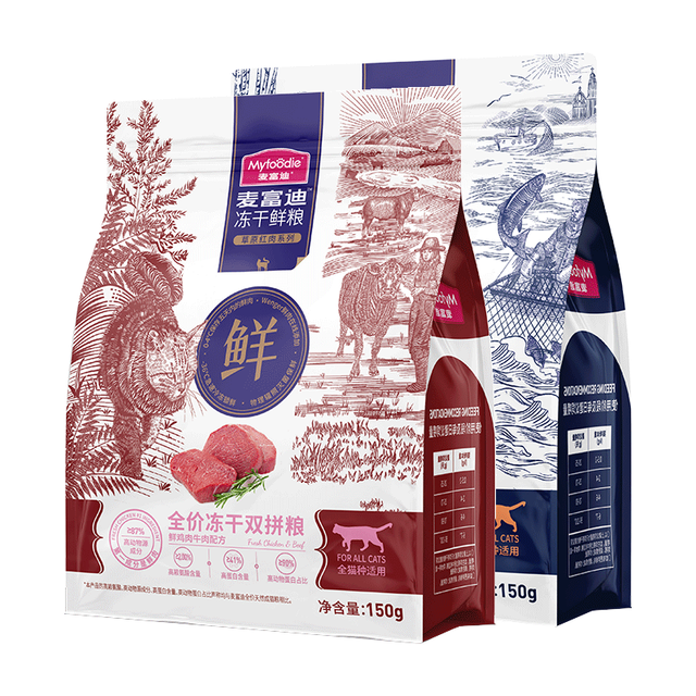 有券的上：麦富迪 全价冻干双拼猫粮 成幼猫通用冻干鲜粮 三文鱼150g+牛肉150g