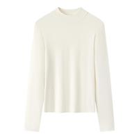 森马长袖T恤女半高领纯色紧身2024冬吸湿发热抗菌磨毛打底衫