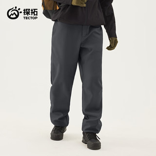 探拓软壳裤男保暖加绒透气登山冲锋长裤 深灰 3XL