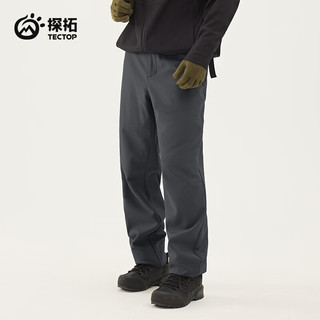 探拓软壳裤男保暖加绒透气登山冲锋长裤 深灰 3XL
