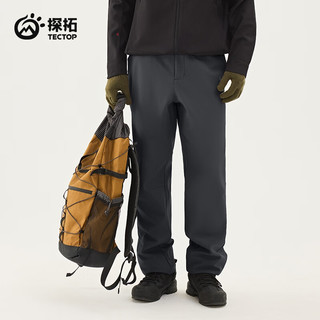 探拓软壳裤男保暖加绒透气登山冲锋长裤 深灰 3XL
