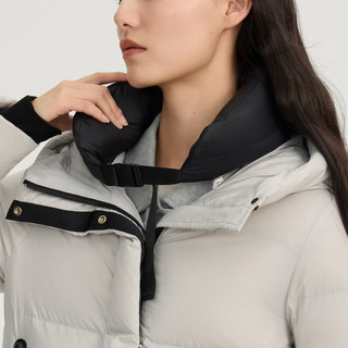 艾莱依鹅绒服女款U型枕长款连帽加厚保暖冬外套 松雾灰S S (155) （80-100斤）