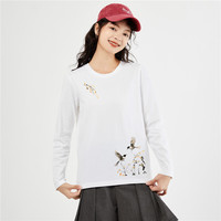 GIORDANO 佐丹奴 女装纯棉印花圆领长袖T恤 69393212