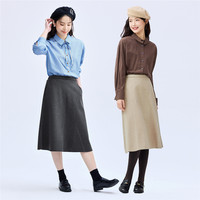 GIORDANO 佐丹奴 女花纱针织半松紧腰半身裙 05463808