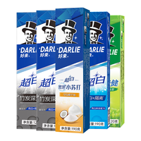 DARLIE 好来 牙膏套装 (超白竹炭深洁120g*2+冷压椰子油超白密泡小苏打190g+超白亮白隔离190g+茶倍健龙井绿茶120g)