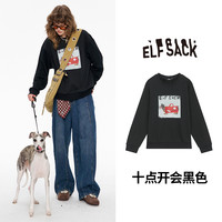 【搭子卫衣】妖精的口袋复古美式印花圆领女2025秋季长袖上衣 十点开会黑色 M