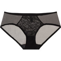 夏娃秘语内裤女纯欲风透气薄款舒适中腰性感蕾丝棉档三角内裤短裤 黑色 (E048) 1条 M