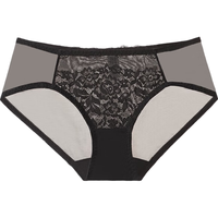 夏娃秘语内裤女纯欲风透气薄款舒适中腰性感蕾丝棉档三角内裤短裤 黑色 (E064) 1条 L