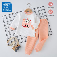 JEANSWEST CLUB 儿童保暖内衣套装 三层夹棉 粉色小熊 110