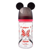 Pigeon 贝亲 迪士尼宽口径玻璃奶瓶240ml（M号）花漾蝴蝶结 3个月以上AA23