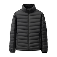 鸭鸭2025男女同款秋冬轻薄款羽绒服短款立领休闲百搭保暖90鸭绒外套男 黑色 XL 180135-150斤