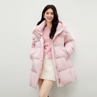 秋水伊人温柔甜美风连帽羽绒服2025年冬季女青春元气翻领外套 S