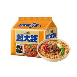 白象 方便面  超大袋香辣牛肉面141g*5包 大面饼 泡面袋装 五连包