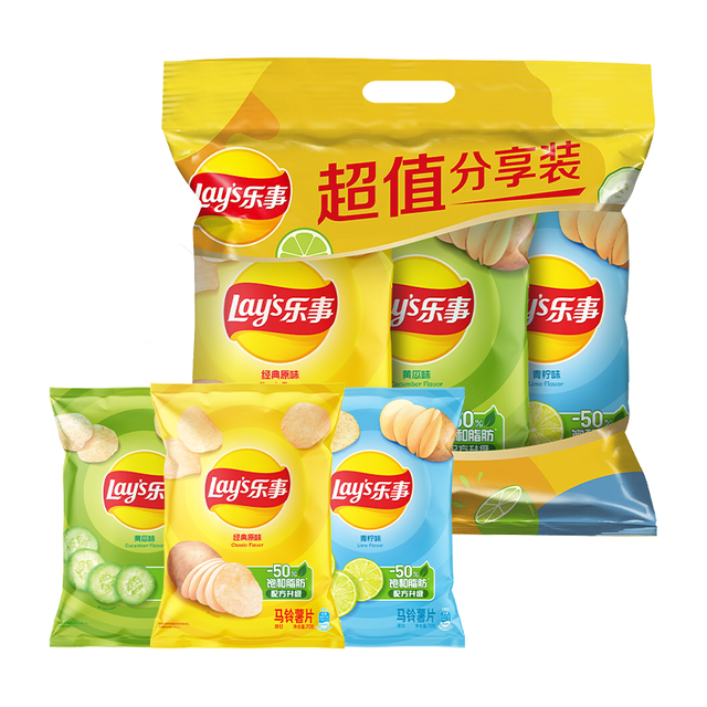 乐事 薯片 (原味+黄瓜+青柠) 70克*3包 组合包