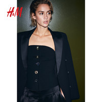 H&M HM女装抹胸秋季修身纽扣设计针织上衣1260828