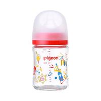 Pigeon 贝亲 母乳实感第3代PRO系列 玻璃奶瓶 240ml 音乐红色 M 3月+