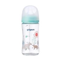 Pigeon 贝亲 母乳实感第3代PRO系列 玻璃奶瓶 240ml 北极熊青色 M 3月+