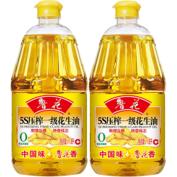 鲁花 食用油 5S压榨一级 花生油 物理压榨 桶装 纯正花生油 5S压榨一级花生油 1.8L 2桶