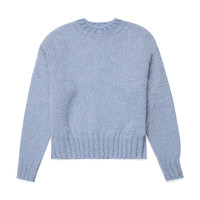 SUNSPEL 女士秋冬马海毛真丝混纺针织套头衫短款圆领毛衣