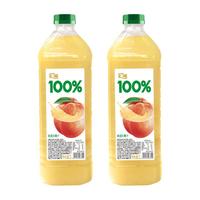 汇源【干净配料，没有科技】100%果汁2L大桶分享瓶装果汁 野餐果汁 桃汁+桃汁 2L*2桶