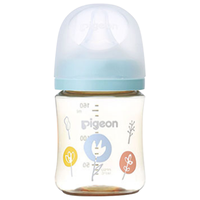 Pigeon 贝亲 日本本土版 贝亲第3代宽口径母乳实感防摔PPSU奶瓶 7图案 小花浅蓝色160ml